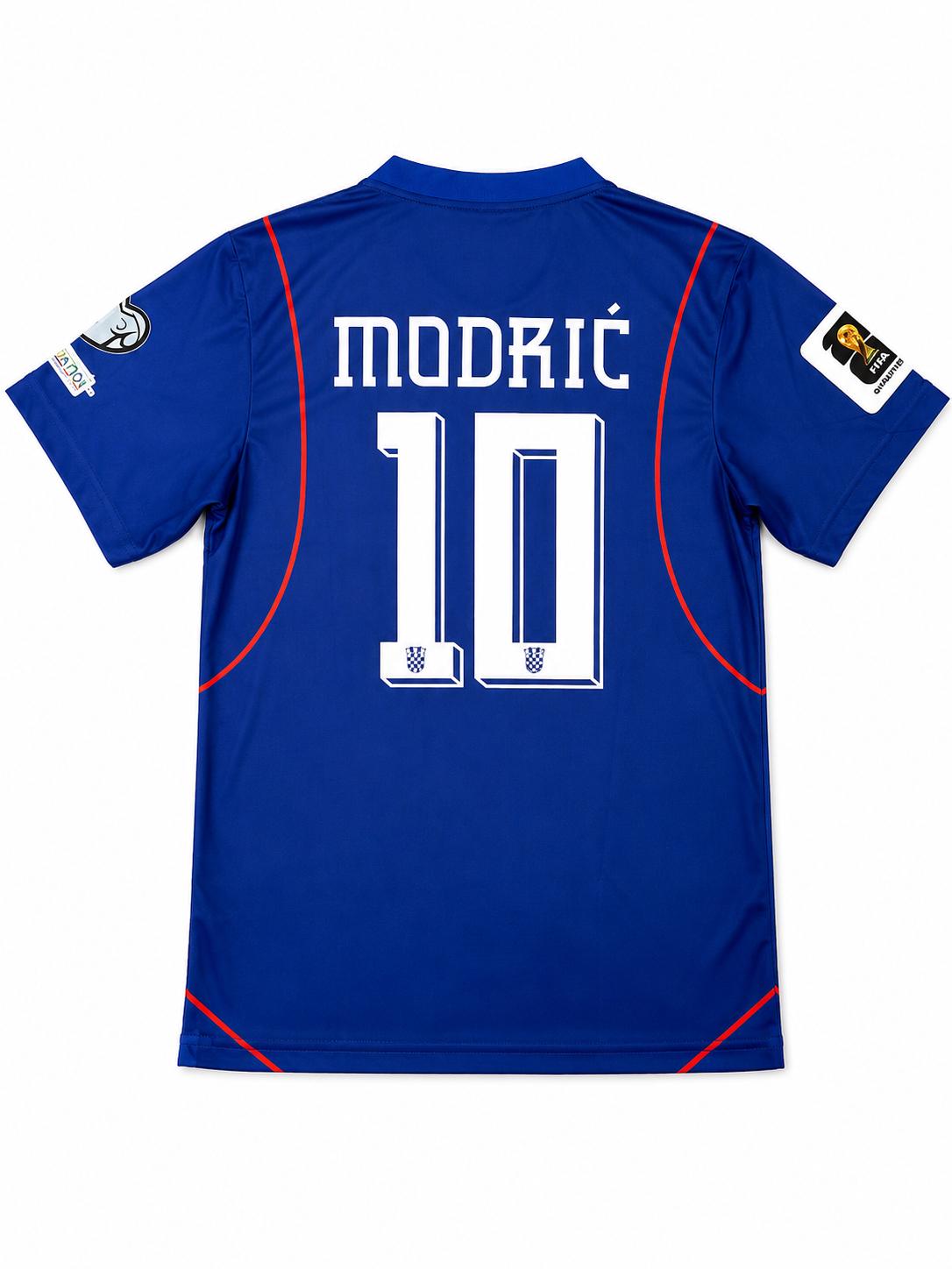Kroatische Fan T-Shirt Blau Schwartz Modric/ Hrvatska Navijacka Majica Plavi Modric