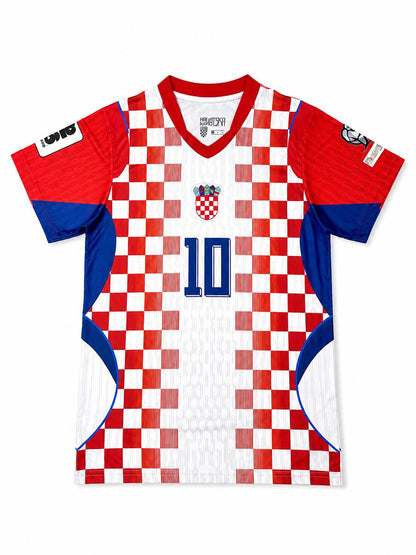 Kroatische Fan T-Shirt Rot Weiß Kariert Modric/ Hrvatska Navijacka Majica Kockice  Modric