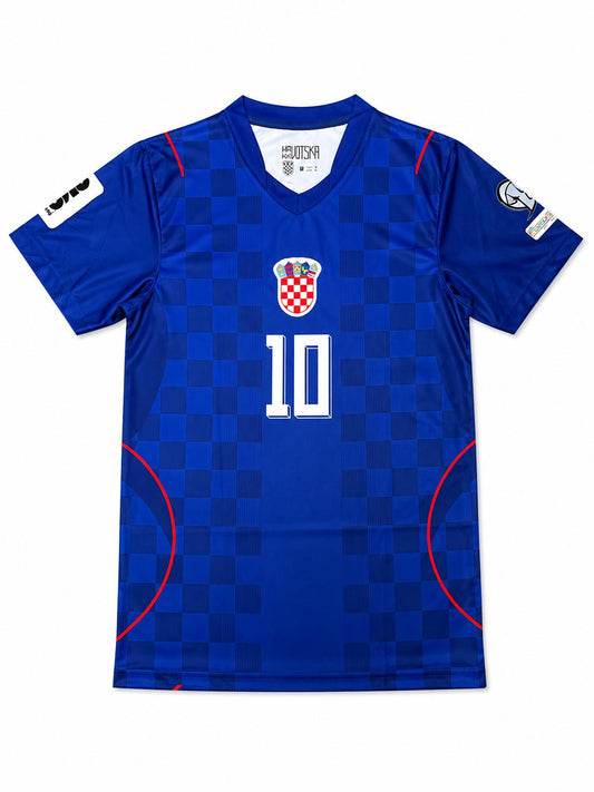 Kroatische Fan T-Shirt Blau Schwartz Modric/ Hrvatska Navijacka Majica Plavi  Modric